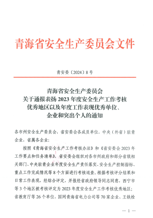 喜報(bào)！2023年度安全生產(chǎn)工作優(yōu)秀企業(yè)和突出個(gè)人名單揭曉！